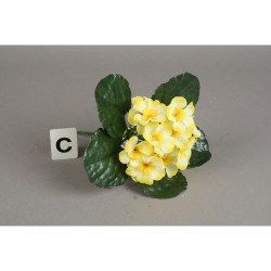 Piquet de primevères H20 cm jaune - Fleur artificielle 15 têtes