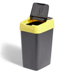 Poubelle de tri pour plastique 18L plastique jaune et noir