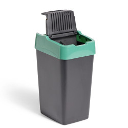 Poubelle de tri pour verre 18L plastique vert et noir