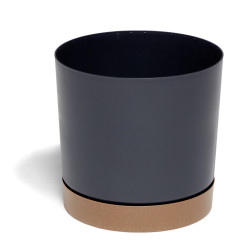 Pot de jardin Tubo plastique gris avec soucoupe marron Ø39cm