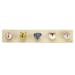 Patere enf mdf+res 5 corchets animaux