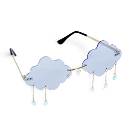 Lunettes fantaisie adulte nuage bleu avec pendentifs