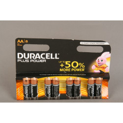 Pile Duracell Plus alcaline AA 1,5 Volts, LR06 - Lot de 8